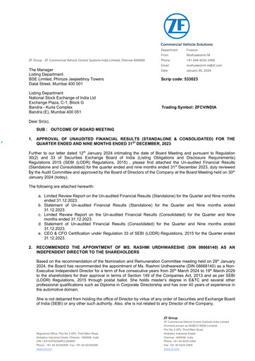 Thumbnail ZF Commercial Vehicle Control Systems India Quarterly Report 2023-q3