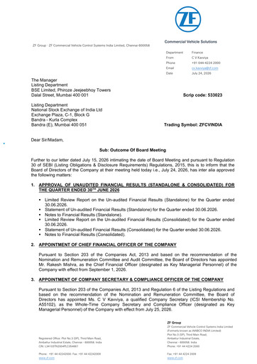 Miniature ZF Commercial Vehicle Control Systems India Rapport trimestriel 2026-q1