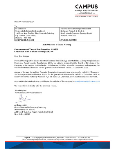 Thumbnail Campus Activewear Quarterly Report 2023-q3