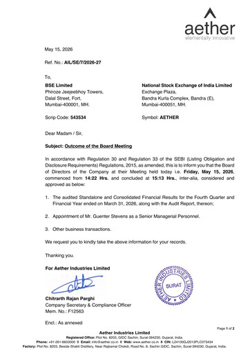 Thumbnail Aether Industries Quarterly Report 2025-2026-q4