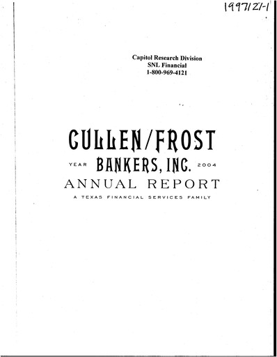 Thumbnail Cullen/Frost Bankers Annual Report 2004