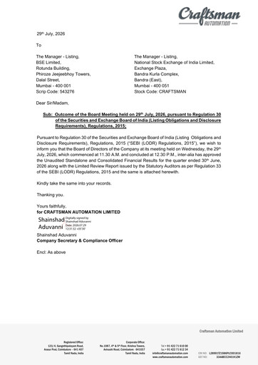 Thumbnail Craftsman Automation Quarterly Report 2026-q1