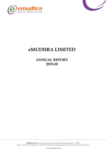 Thumbnail eMudhra Annual Report 2019-2020