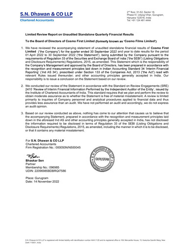 Miniature Cosmo First Rapport trimestriel 2022-q2