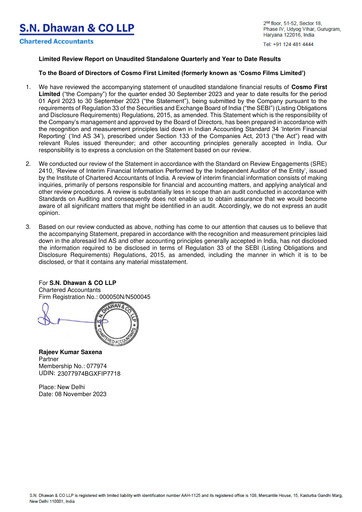 Miniature Cosmo First Rapport trimestriel 2023-q2