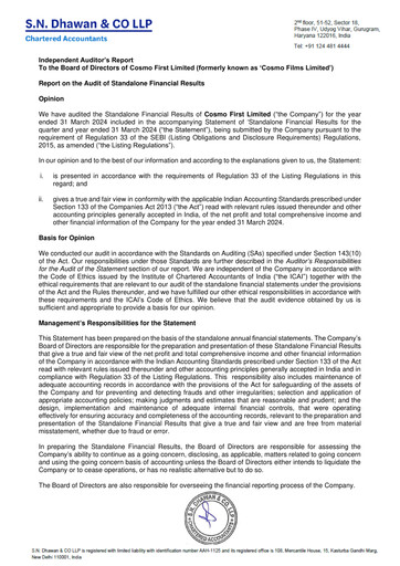 Miniature Cosmo First Rapport trimestriel 2023-q4