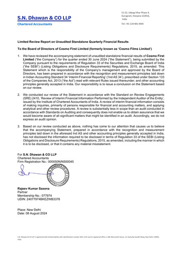 Miniature Cosmo First Rapport trimestriel 2024-q1