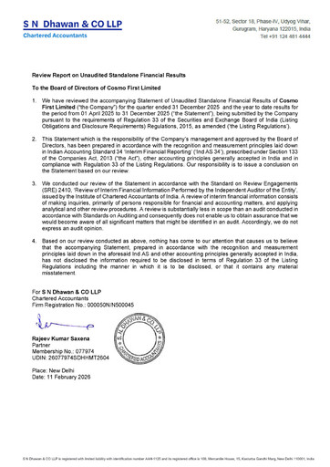 Miniature Cosmo First Rapport trimestriel 2025-q3