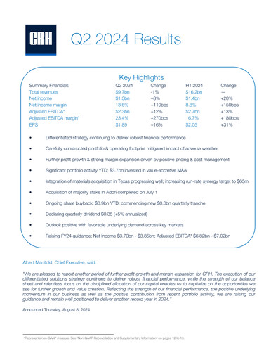 Thumbnail Cement Roadstone Holding
 Quarterly Report 2024-q2