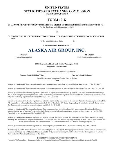 Thumbnail Alaska Airlines
 Annual Report 2015