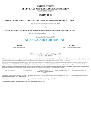Vorschaubild Alaska Airlines
 Quartalsbericht 2017-q3