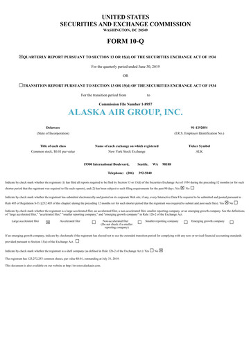 Vorschaubild Alaska Airlines
 Quartalsbericht 2019-q2