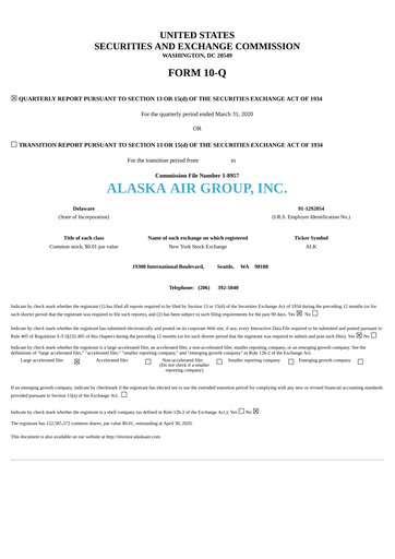 Vorschaubild Alaska Airlines
 Quartalsbericht 2020-q1