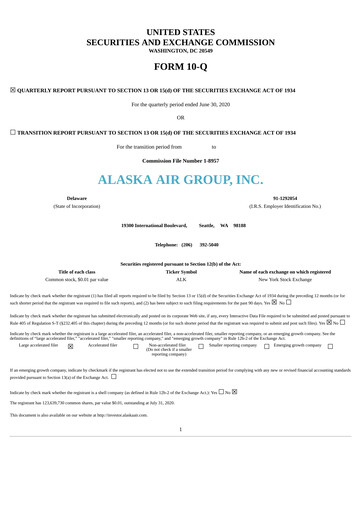 Vorschaubild Alaska Airlines
 Quartalsbericht 2020-q2