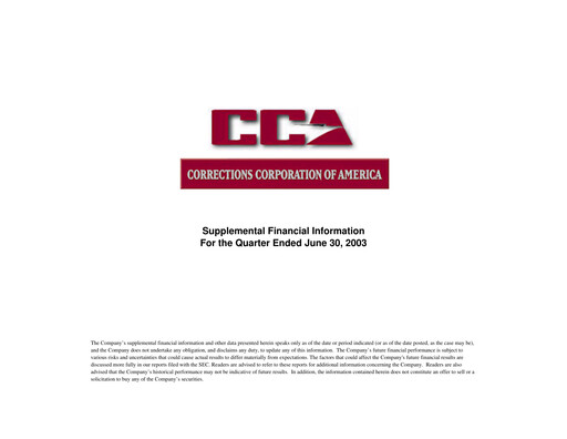 Thumbnail CoreCivic Quarterly Report 2003-q2