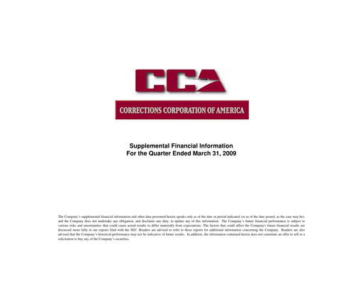 Thumbnail CoreCivic Quarterly Report 2009-q1