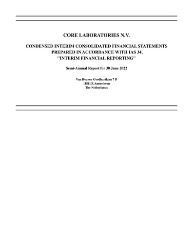 Thumbnail Core Laboratories
 Half-year Report 2022-h1