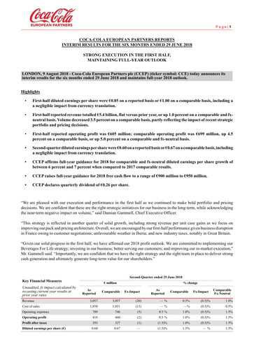 Miniature Coca-Cola European Partners
 Rapport semestriel 2018-h1