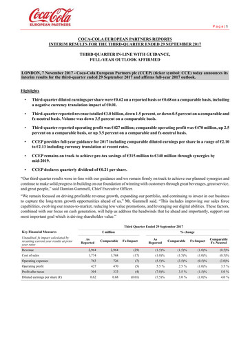 Miniature Coca-Cola European Partners
 Rapport trimestriel 2017-q3
