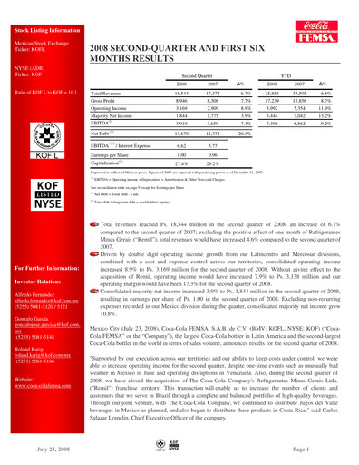 Thumbnail Coca-Cola FEMSA Quarterly Report 2008-q2