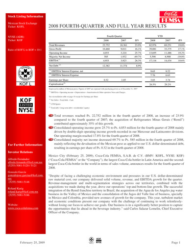Thumbnail Coca-Cola FEMSA Quarterly Report 2008-q4