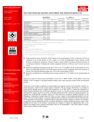 Thumbnail Coca-Cola FEMSA Quarterly Report 2012-q2