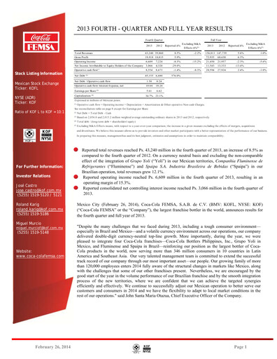 Thumbnail Coca-Cola FEMSA Quarterly Report 2013-q4