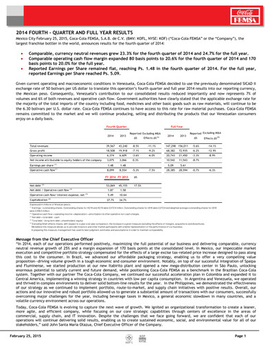 Thumbnail Coca-Cola FEMSA Quarterly Report 2014-q4