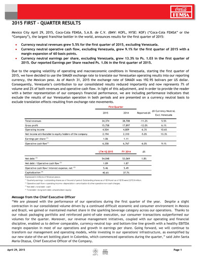 Thumbnail Coca-Cola FEMSA Quarterly Report 2015-q1