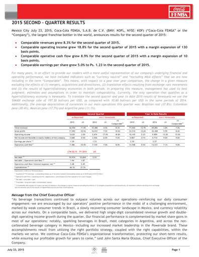 Thumbnail Coca-Cola FEMSA Quarterly Report 2015-q2