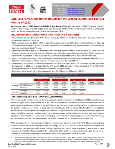 Thumbnail Coca-Cola FEMSA Quarterly Report 2020-q2