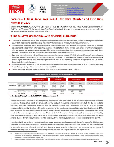 Thumbnail Coca-Cola FEMSA Quarterly Report 2020-q3