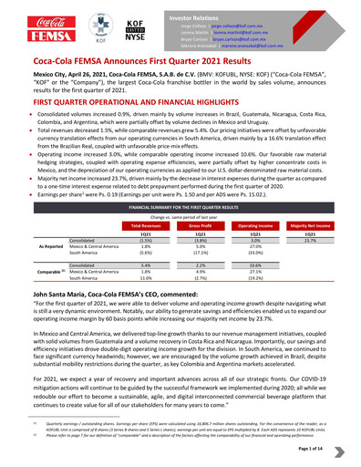 Thumbnail Coca-Cola FEMSA Quarterly Report 2021-q1