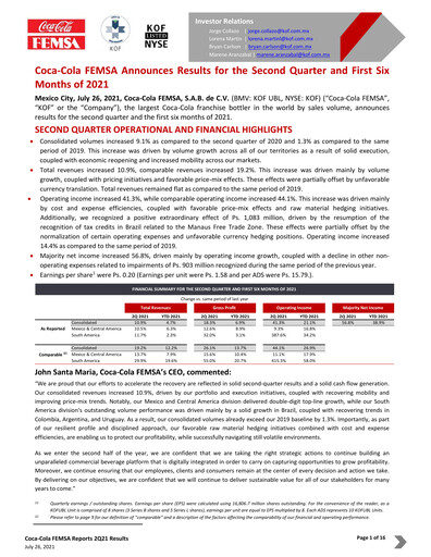 Thumbnail Coca-Cola FEMSA Quarterly Report 2021-q2