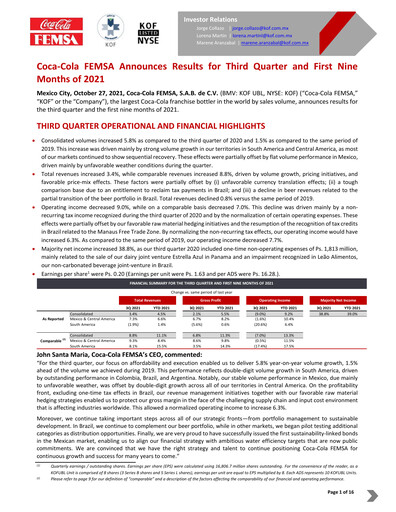 Thumbnail Coca-Cola FEMSA Quarterly Report 2021-q3