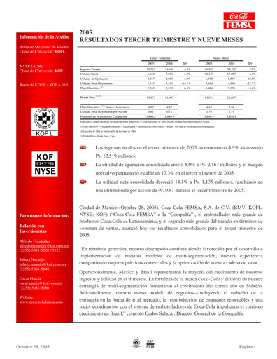 Thumbnail Coca-Cola FEMSA Quarterly Report 2005-q3