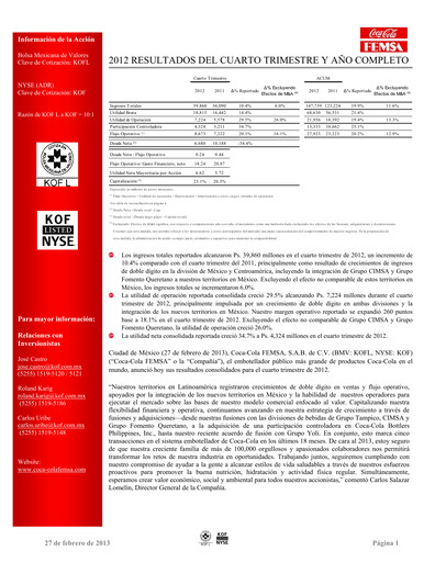 Thumbnail Coca-Cola FEMSA Quarterly Report 2012-q4