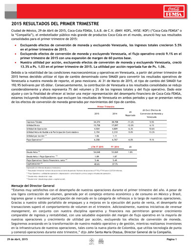 Thumbnail Coca-Cola FEMSA Quarterly Report 2015-q1