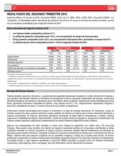 Thumbnail Coca-Cola FEMSA Quarterly Report 2016-q2