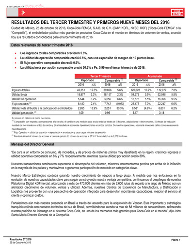 Thumbnail Coca-Cola FEMSA Quarterly Report 2016-q3