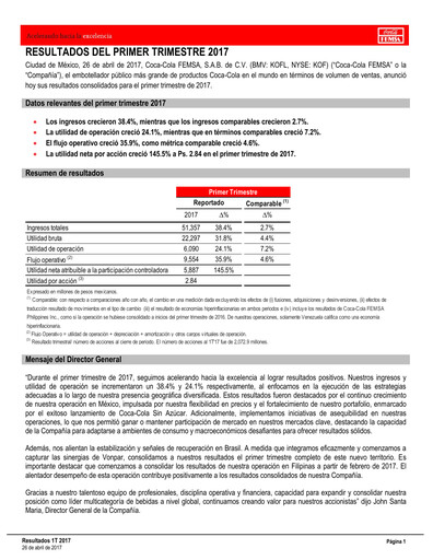 Thumbnail Coca-Cola FEMSA Quarterly Report 2017-q1
