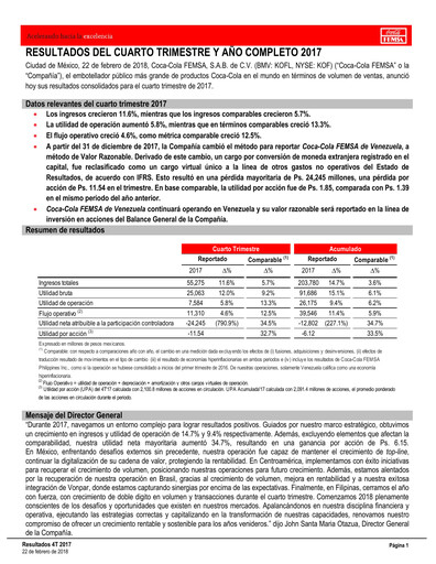 Thumbnail Coca-Cola FEMSA Quarterly Report 2017-q4