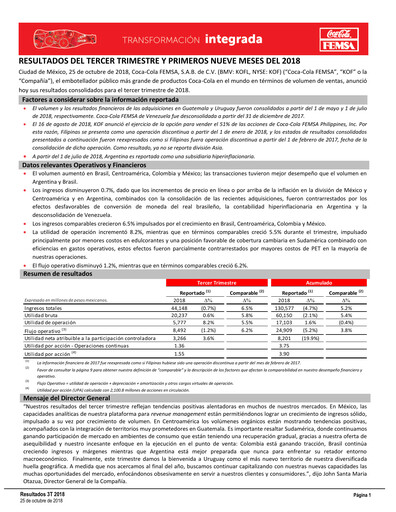 Thumbnail Coca-Cola FEMSA Quarterly Report 2018-q3