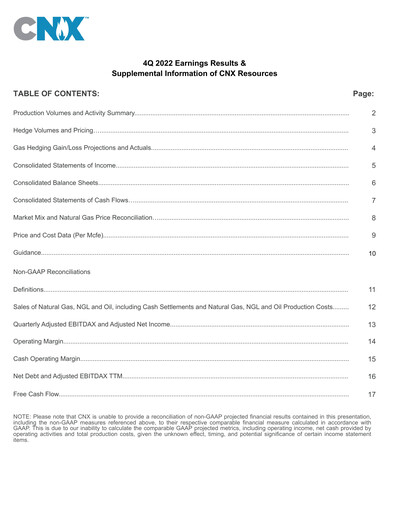 Thumbnail CNX Resources
 Quarterly Report 2022-q4