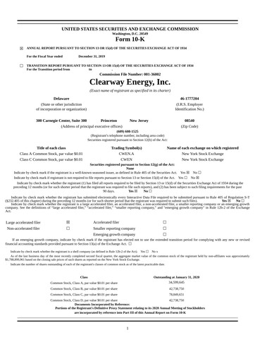 Vorschaubild Clearway Energy
 Jahresbericht 2019