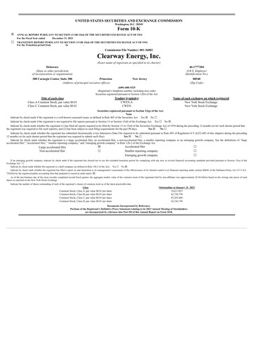 Vorschaubild Clearway Energy
 Jahresbericht 2022