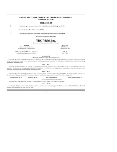 Miniature Clearway Energy
 Rapport trimestriel 2014-q2