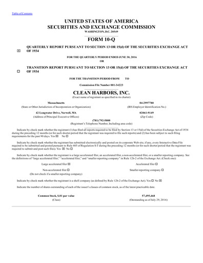 Thumbnail Clean Harbors
 Quarterly Report 2016-q2