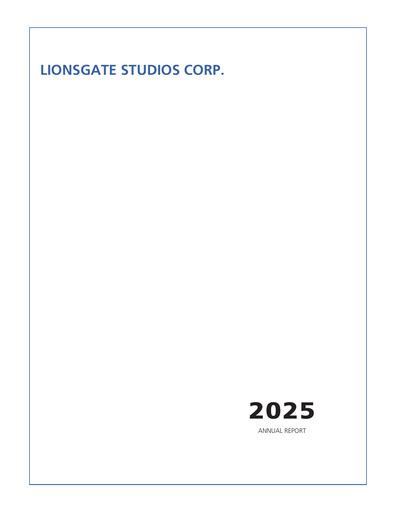 Vorschaubild Lionsgate Studios Jahresbericht 2025