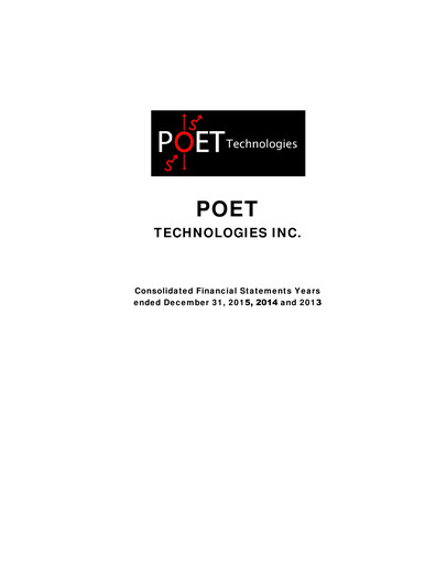 Miniature POET Technologies Bilan financier 2015